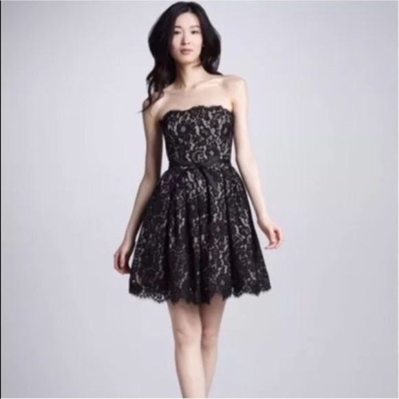 Neiman Marcus Dresses & Skirts - Neiman Marcus Black Nude Lace Strapless Dress